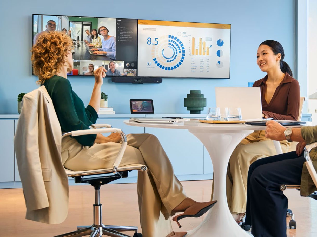 Videokonferenz Meetingraum mehrere Personen